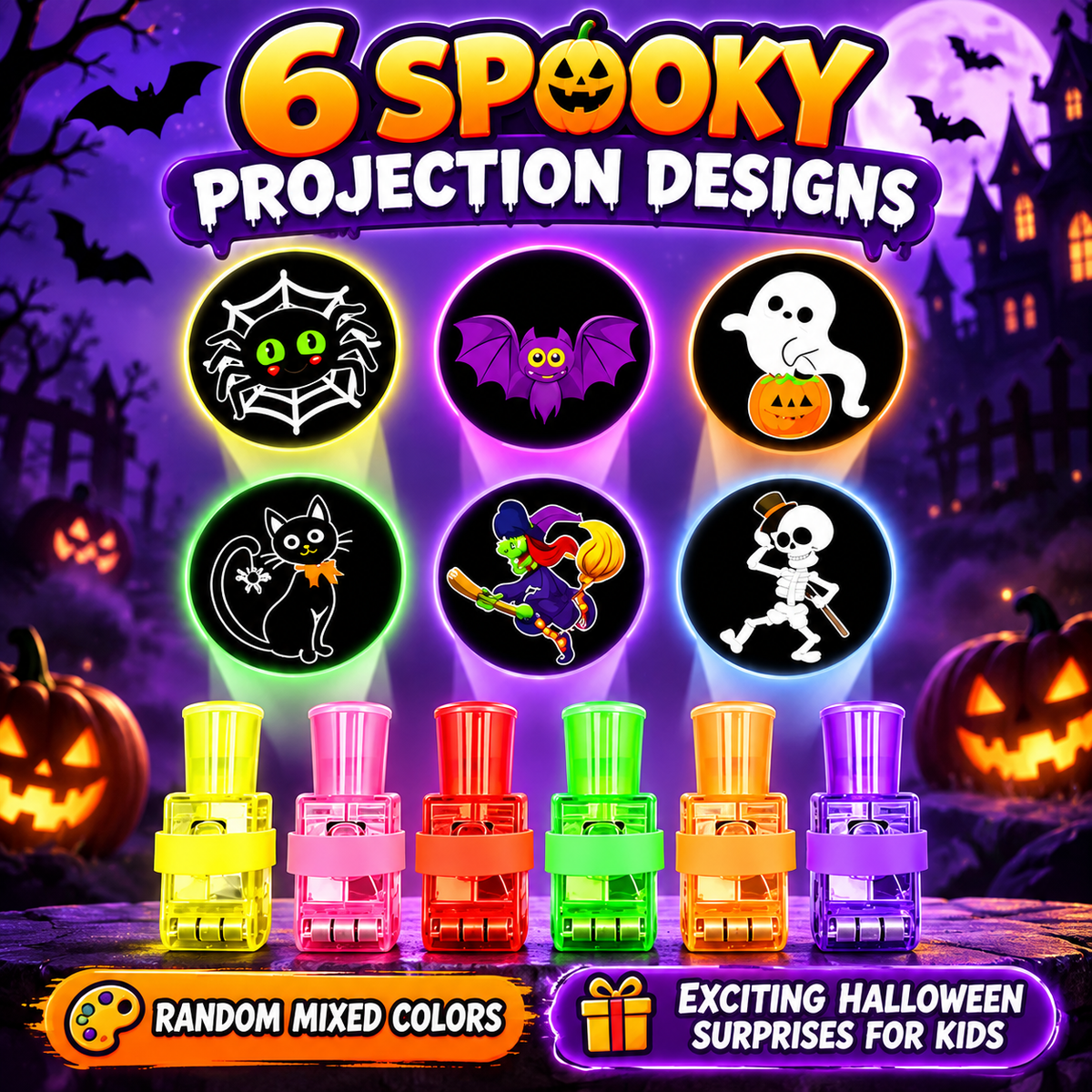 36PCS Halloween Finger Projector Lights – Trick-or-Treat Party Favors for Kids