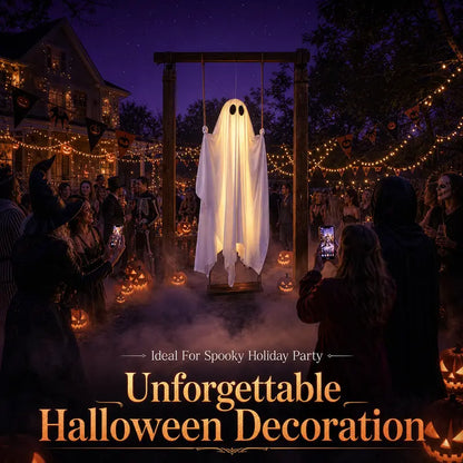 5FT Light-Up Swinging Ghost – Remote-Controlled Halloween Yard Decoration