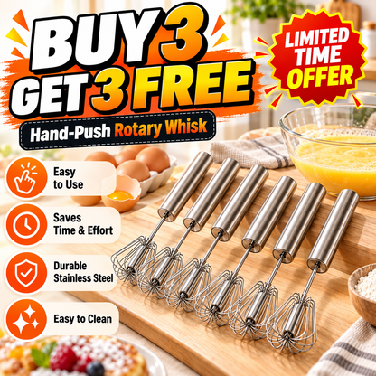 🥚 2-Pack Hand-Push Rotary Whisk – Press, Spin & Mix with Ease