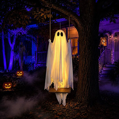 5FT Light-Up Swinging Ghost – Remote-Controlled Halloween Yard Decoration