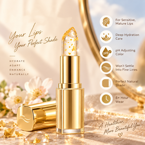 pH Adjusting Lipstick with Gold Flakes