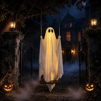 5FT Light-Up Swinging Ghost – Remote-Controlled Halloween Yard Decoration
