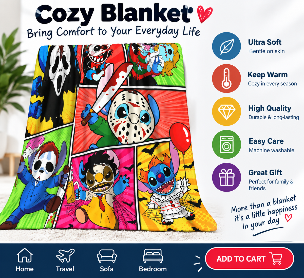 Halloween Horror Blanket – Cozy Spooky Throw for Movie Nights