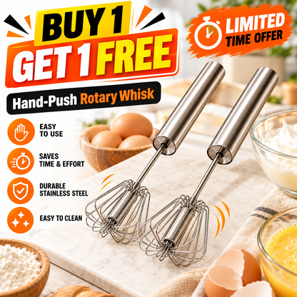 🥚 2-Pack Hand-Push Rotary Whisk – Press, Spin & Mix with Ease